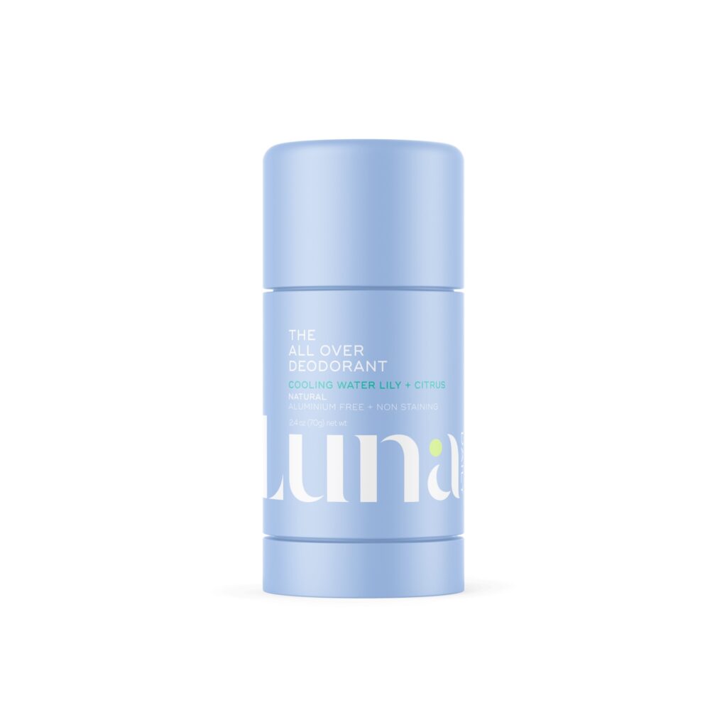 Luna The All Over Deodorant – Cooling Water Lily + Citrus – natural, aluminium-free deodorant with cooling water lily and citrus scent, designed for summer use