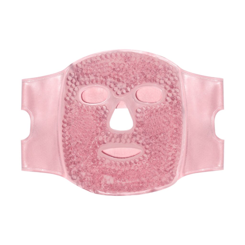 Skin Gym CryoChill Ice Beaded Face Mask -  – reusable pink gel bead facial mask designed to cool, soothe, and depuff skin during hot weather or after skincare treatments