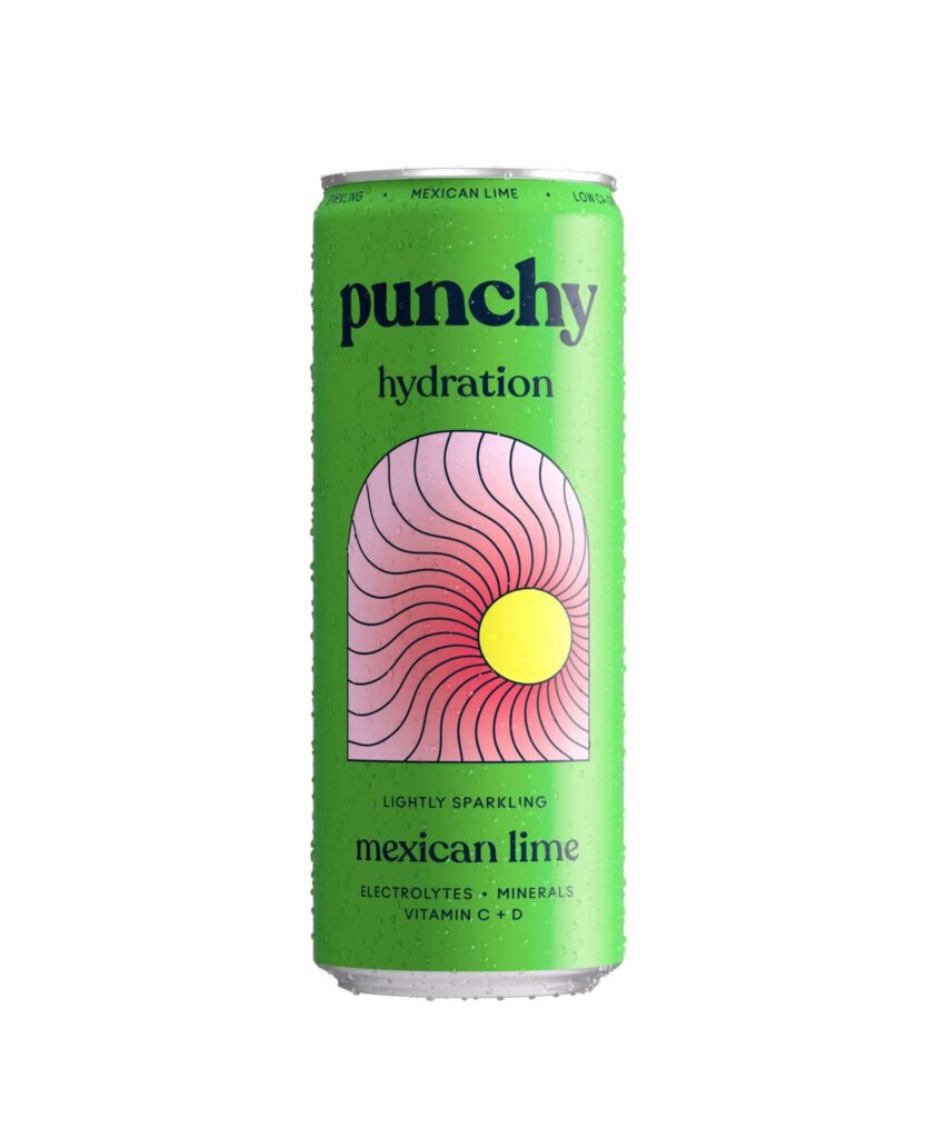 Punchy Hydration Drink Mexican Lime – lightly sparkling electrolyte beverage with minerals and vitamins C and D in a vibrant green can